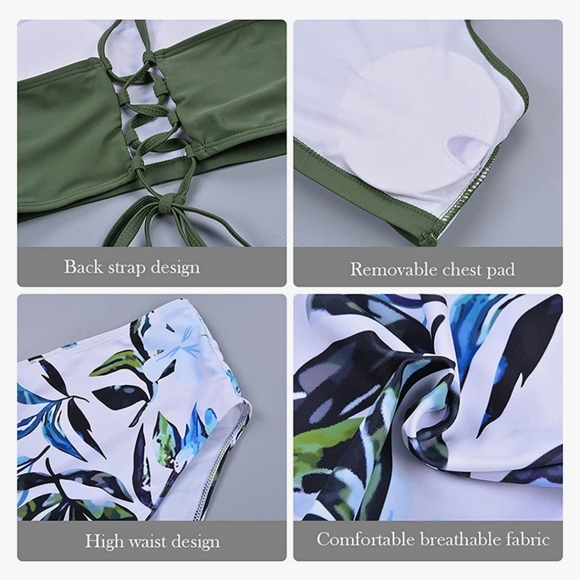 Amazon New high waisted 2 piece swimsuit tummy control bikini - Picture 15 of 15